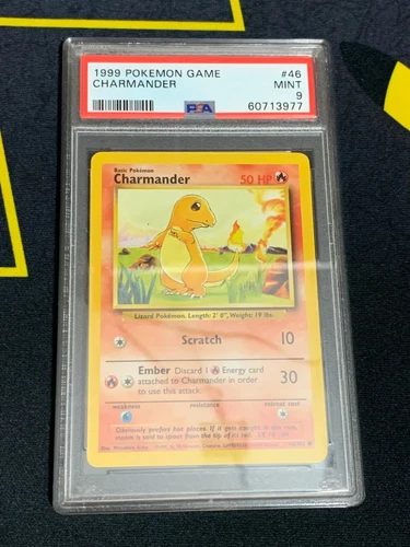 POKEMON CARD TCG PSA 9 CHARMANDER 46 BASE SET BLUE DOT ERROR MINT 9 SLAB