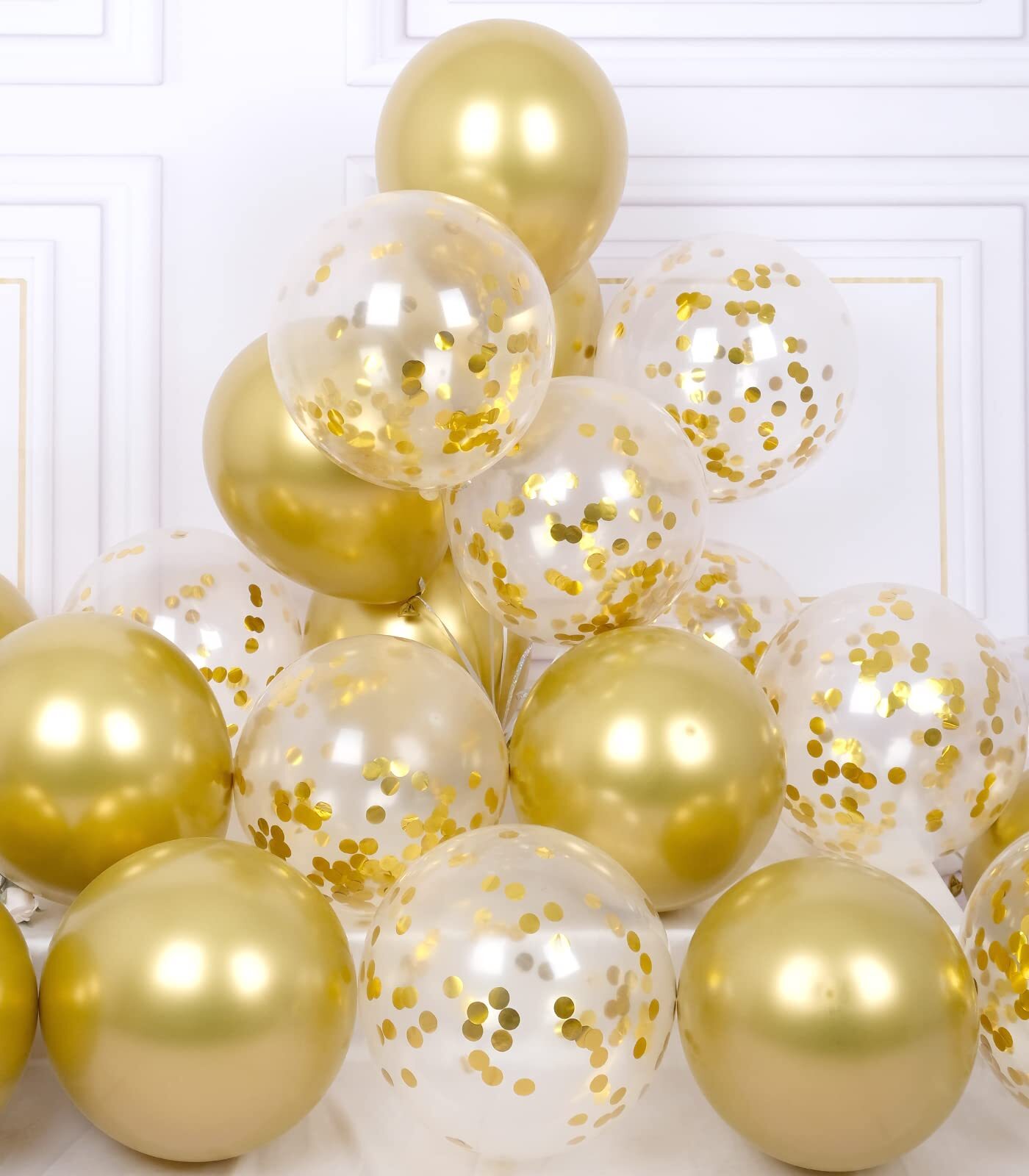 AULE 42-Pack Metallic Gold Party Balloons with Confetti
