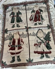 Crown Crafts Santa Suits Christmas Winter Throw Blanket 51 x 66” Afghan Tapestry
