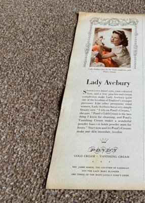PCTBK15 ADVERT 11X4 POND'S FACE CREAMS - LADY AVEBURY