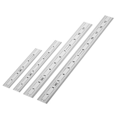4pcs Stainless Steel Rulers 6'' 8'' 12'' 14'' Two Scale Graduation Machinist Ruler