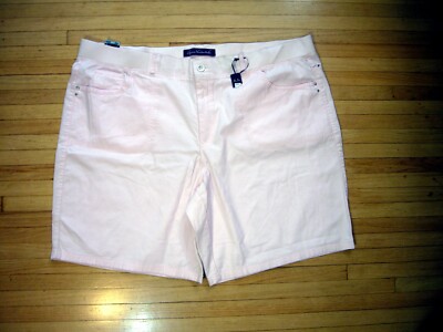 GLORIA VANDERBILT PALE PINK AMANDA STRETCH SHORTS SIZE 24W NWT ELASTIC  WAIST - Main Image