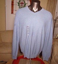 NWT Izod Mens XL V-Neck Sweater Lightweight Fine Gauge COLONY BLUE HTR MSRP 55
