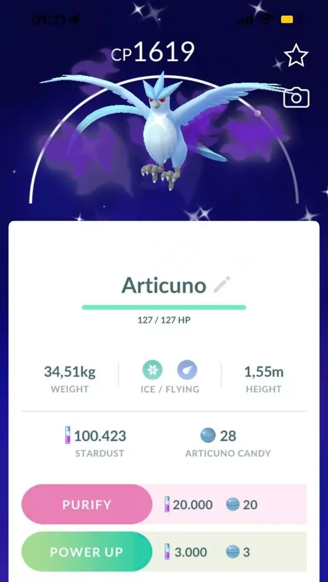 Should I purify a shiny 98% articuno for a shundo? : r/pokemongobrag