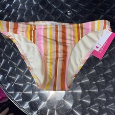 Women s Pink Stripe Xhilaration Cheeky Bikini Swim Bottom Medium 4/6 New