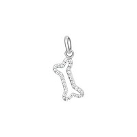 AnhäNger 925 Sterling Silber Rhodiniert Motiv Knochen 32 WeißE Zirkonia V