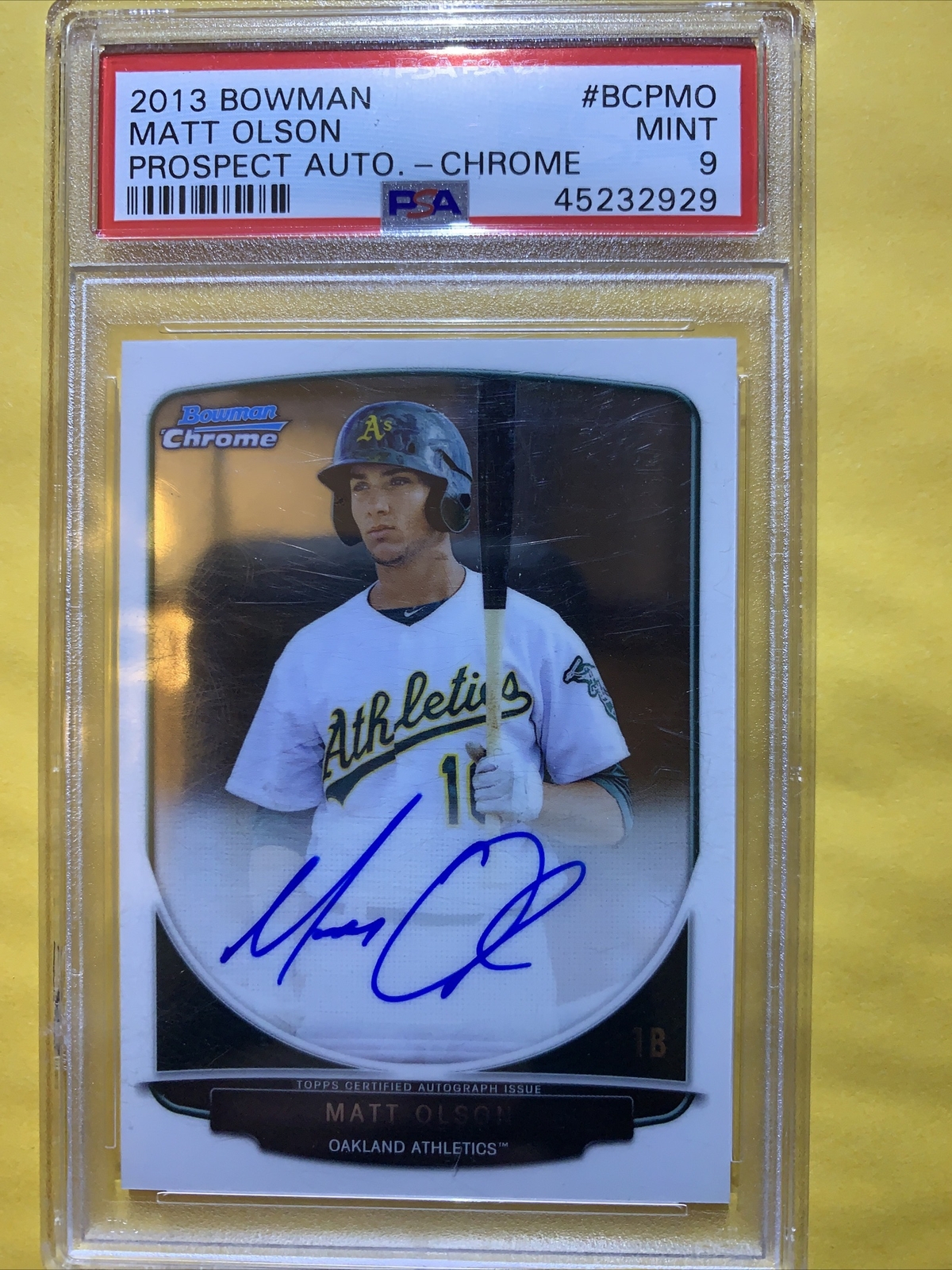 2013 Bowman Chrome Prospects Matt Olson #BCP-MO PSA 9 Auto
