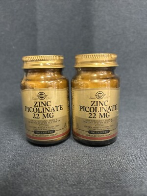 Solgar Zinc Picolinate 22mg 100 Tablets 2 Pack Exp 03/25