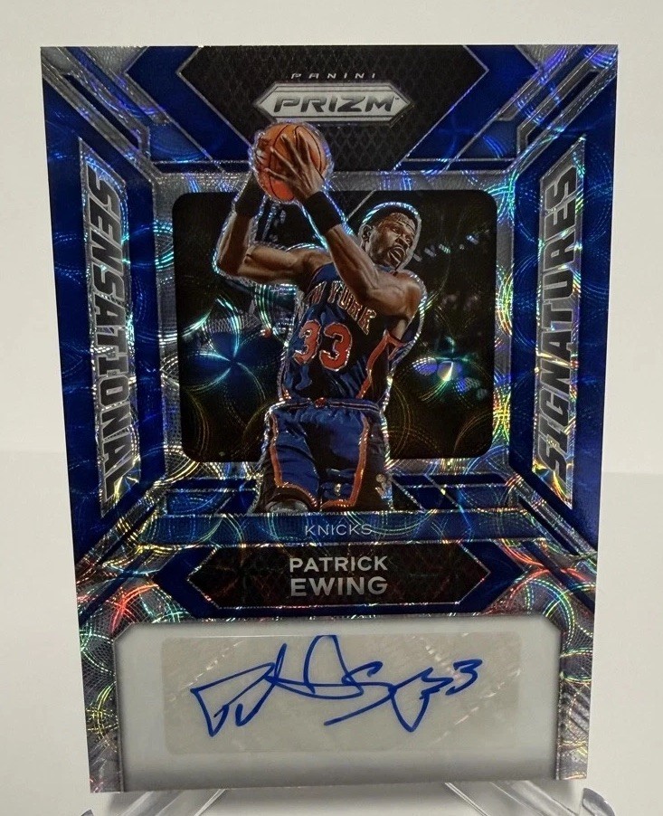 2023-24 Panini Prizm Sensational Signatures Patrick Ewing Auto Blue /49 Knicks