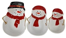 Set of 3 St. Nicholas Square Yuletide Snowmen Nesting Serving Bowls - Disc.