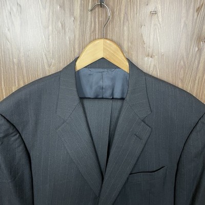Hickey Freeman Bespoke Vintage 2 Piece Suit Mens 46R 42x30 Brown Orange Striped