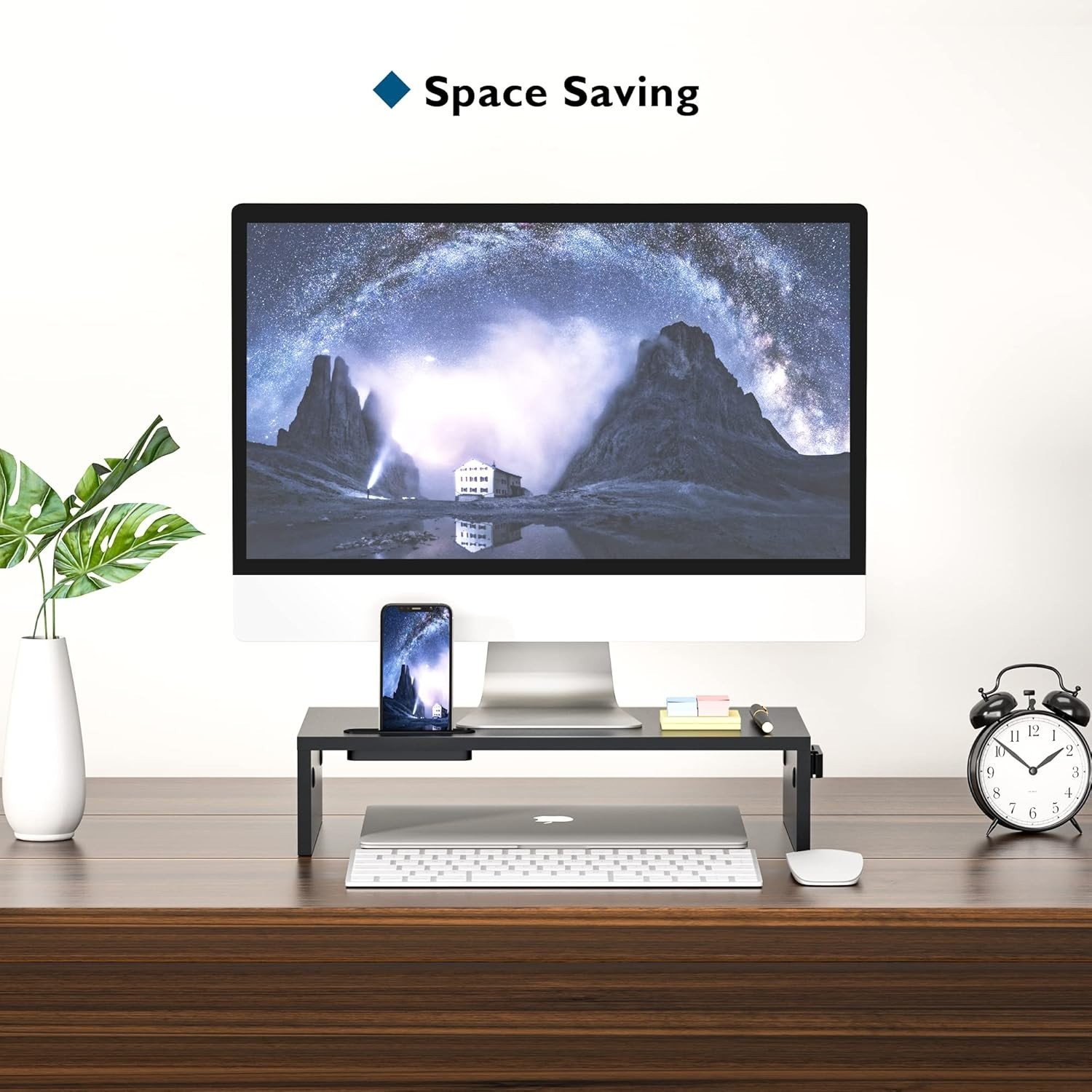 Supporto per Monitor in Legno Nero Ergonomico foto 4