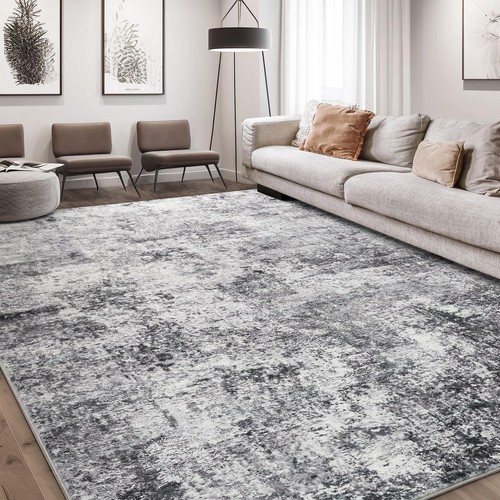 Area Rug Living Room Rugs - 9x12 Large Soft Indoor Neutral Modern Abstract Lo...