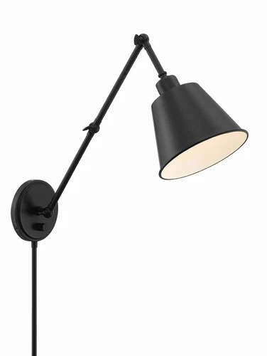 Crystorama Mitchell Matte Black Swing Arm Wall Lamp - Picture 3 of 7