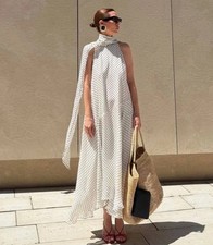 ZARA NWT 109 WOMAN SS25 POLKA DOT HALTER DRESS BLACK/ WHITE 5289/042 Size S