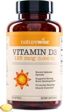 Naturewise Vitamin D3 5000 IU Softgels - 360 Count Non-GMO, Gluten Free in Organ