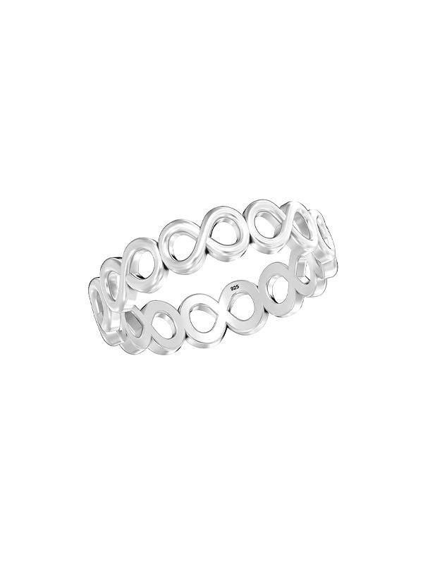 925 Sterling Silver 14K White Gold Plated Infinity Eternity Band Ring For Womens