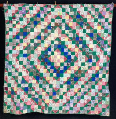 Vintage Handarbeit schöne Briefmarke Patchwork mehrfarbig Quilt 77,1 x 74,8 Zoll