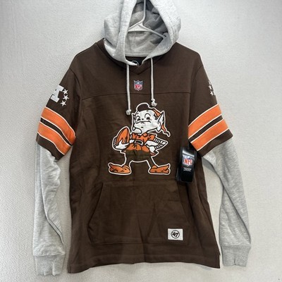 Cleveland Browns Throwback Double Header Hoodie Embroidered Small NWT  47 Brand