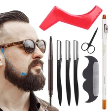 8PCS Beard Styling Shaping Template Comb Barber Tool Trimming Guide Set Tool