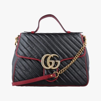 Gucci iiGG Marmont Black x Red Leather 498109 A030030509 r10_0706