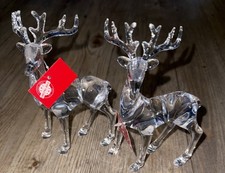 New Clear Acrylic 2 Reindeer Deer Figure Figurine Standing Buck Christmas Decor