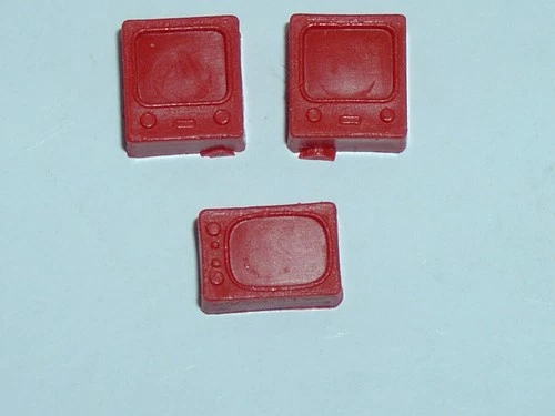 Original three (3) red plastic TV sets for Lesney Matchbox #62b TV Repair Vans
