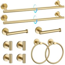 Bathroom Hardware Accessories Set 10-Pieces, 10-Pieces Set Brushed Gold
