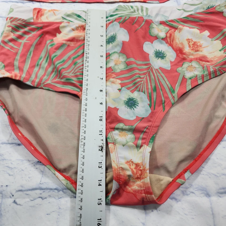 Swim By Cacique WOMENS 18 High Waist Tankini Top Bikini Swimsuit Pink Floral  - Image 3 of 4