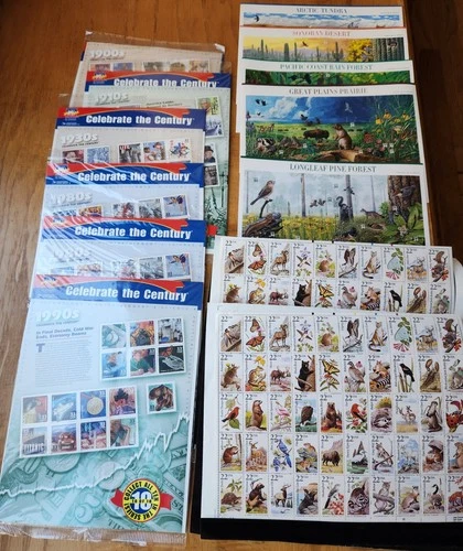 US Stamp Lot Collection VINTAGE Full Sheets Stamps 280+