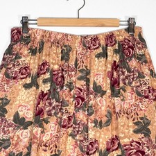 Vintage 90s Floral Rose Midi Skirt Womens L Fairy Grunge Sag Harbor
