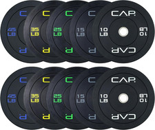 CAP 2-Inch Olympic Bumper Plate Weight Set  100-370 Lbs  Multiple Colors  Sto