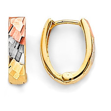 NEW 14K TRI COLOR GOLD HUGGIES EARRINGS