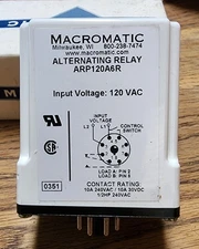 Macromatic ARP120A6R Alternating Relay, 120Vac, 10A, 8 Pin