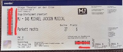 2 Karten MJ Das Michael Jackson Musical In Hamburg