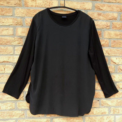 Max Mara Damen Bluse Gr. 42 - 44 Shirt Langarm Schwarz Leicht Chick Super