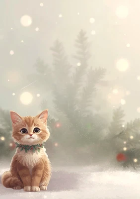ART DECO & CO Briefpapier Weihnachten Din A4 mit Katze im Schnee- Winterliches Motivpapier