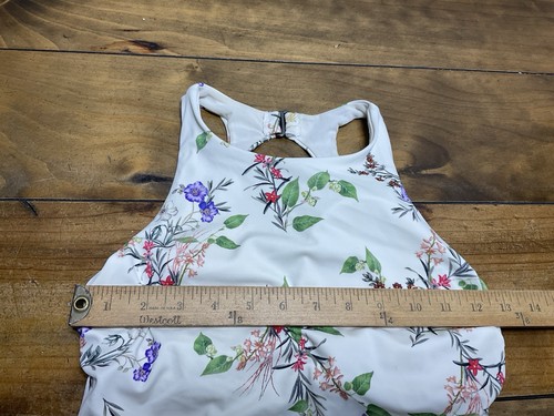Athleta High Neck Bra Cup Tankini 32B/C Racer back Top Lined Support Swim Floral - Picture 5 of 10