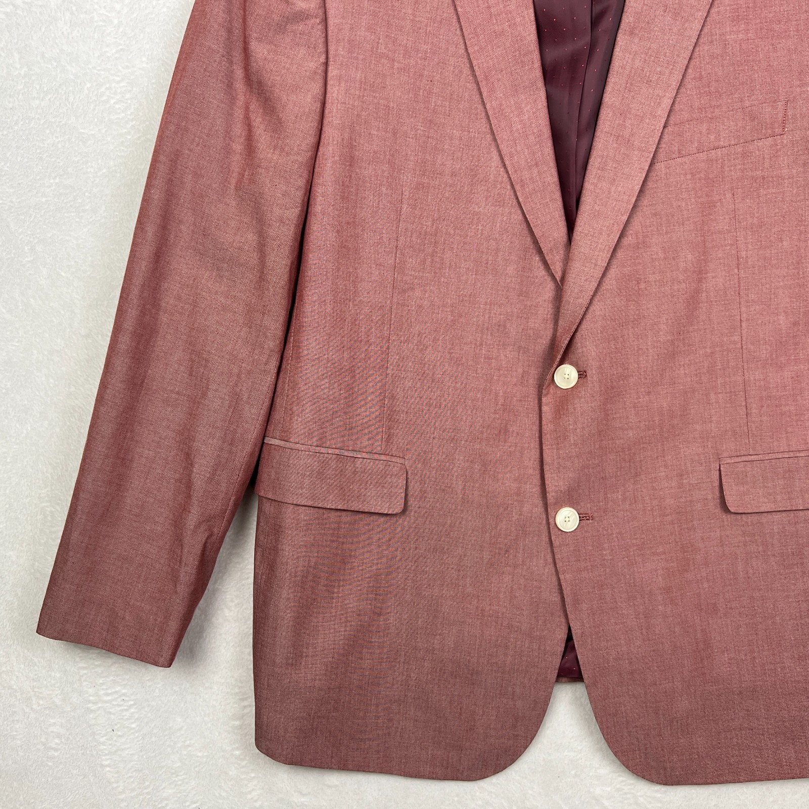 Tommy Hilfiger Pink Blazer Mens 46R Suit Jacket Cotton Salmon Sport Coat Red thumbnail 3