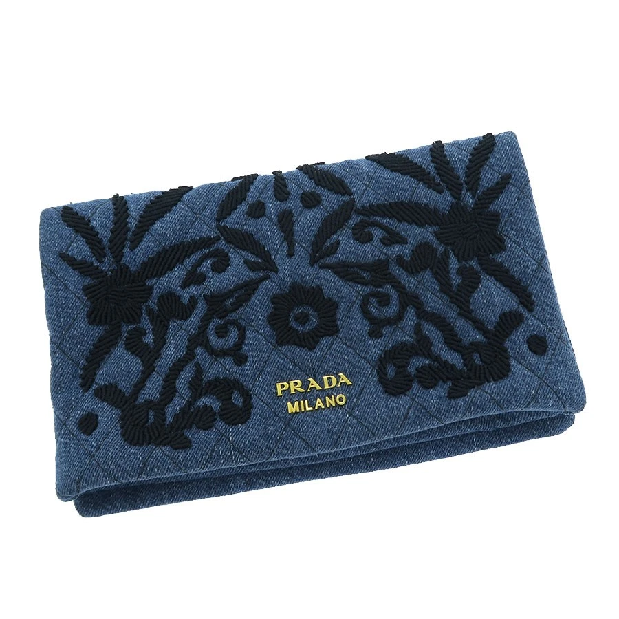Prada — Prada Denim Clutch 1MS003 Blue Clutch Bag #SAB16409