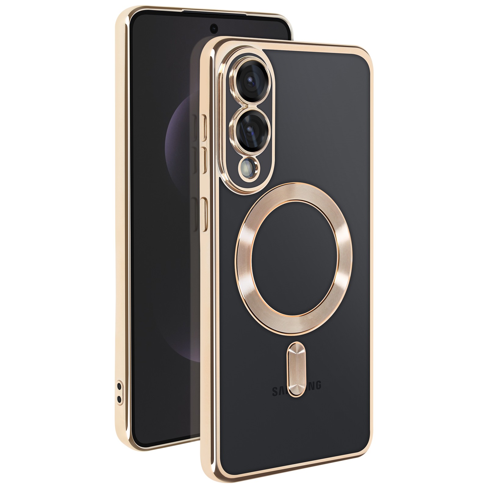 Coque Galaxy S25 Edge en silicone avec bord doré chic par Avizar