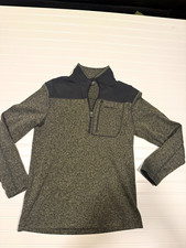 Eddie Bauer Gray 1/4 Zip Fleece Sweatshirt Mock Neck Logo Mens Size M