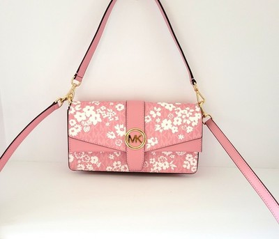 Michael Kors Greenwich Medium Flap Shoulder Bag Crossbody Carnation MK Floral