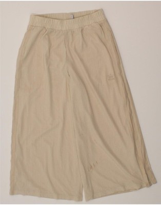 Adidas Damen High Waist Wide Leg Capri Hose UK 10 Small W27 L23 Beige CP03