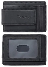 Slim Minimalist Wallet for Men with Magnetic Money Clip Leather Wallet