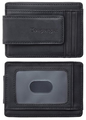 Slim Minimalist Wallet for Men with Magnetic Money Clip Leather Wallet