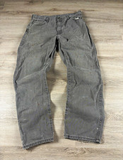 VTG Y2K Dickies Utility Work Pants Gray Canvas Cotton Regular Fit Straight 34