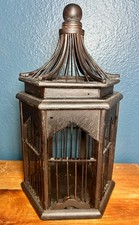 Z Gallerie Wood Bird Cage Hexagon Victorian-Style Rustic Farmhouse Decorative