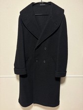USED SPECIAL PRICE  YOHJI YAMAMOTO DOUBLE-BREASTED LONG COAT, BLACK GOOD