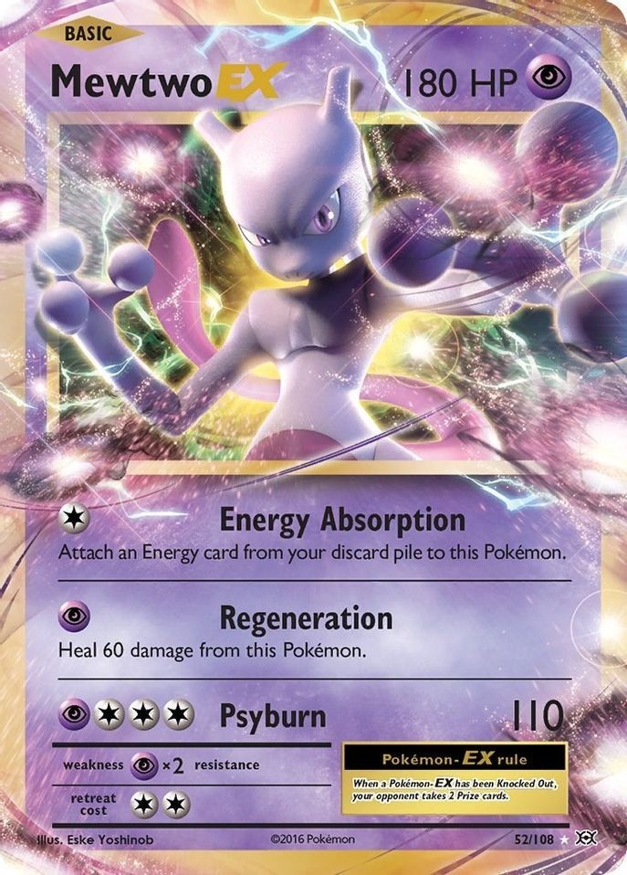 Mewtwo EX - 52/108 - Pokemon Evolutions XY Ultra Rare Card NM